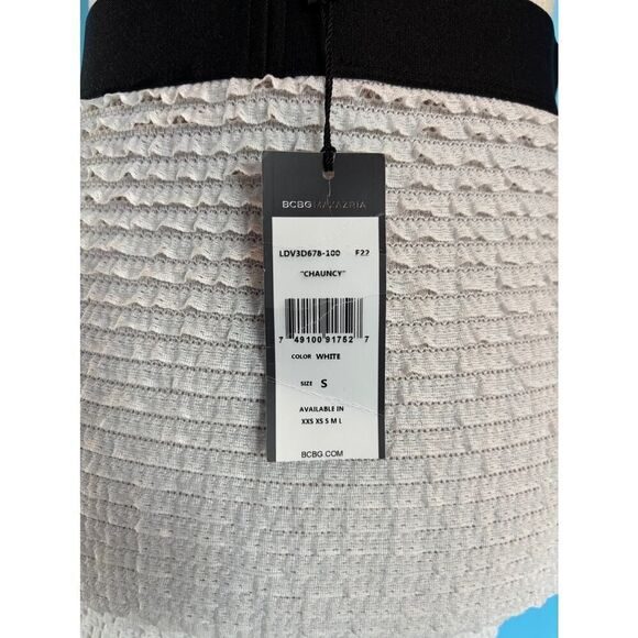 NWT BCBG Max Azria Ruffle Chauncy Skirt Lined Stretch Waist White Small Body Con - Picture 5 of 10